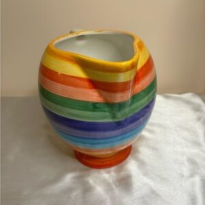 Rondo hand painted rainbow pitcher, from tabletops unlimited